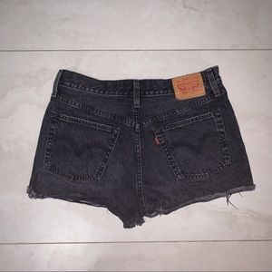 Distressed Black Shorts